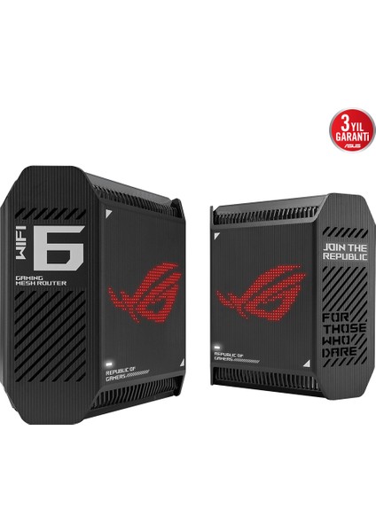 Rog Rapture Gt6 Wifi6 Tri-Band-Gaming-Ai Mesh-Aiprotection-Vpn-Kablosuz Ağ Dağıtım Gaming Mesh Sistemi (Siyah Ikili Paket)