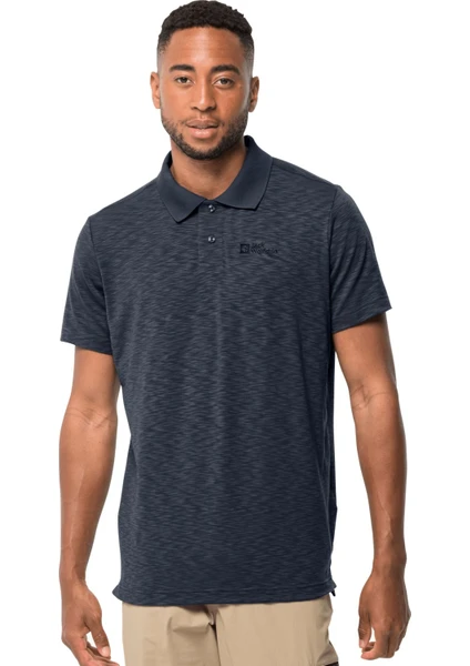 Jack Wolfskin Travel Polo M Erkek Lacivert T-Shirt 1804543-1010