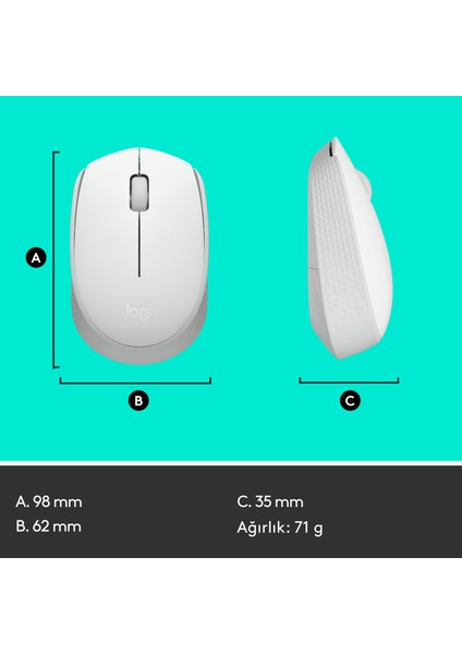 M171 USB Alıcılı Kablosuz Kompakt Mouse - Beyaz