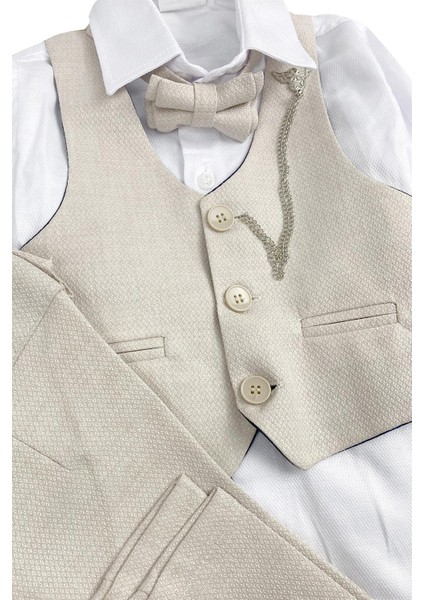 Yelekli Papyonlu Erkek Bebek Takım Bej fiyatları