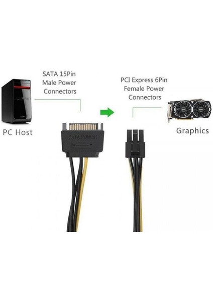 30 cm 15 Pin Sata 6 Pin Pci Express Kablo 15 Pin Erkek Sata 6 Pin Dişi Pci Exp Grafik Kartı Güç Kablo modelleri