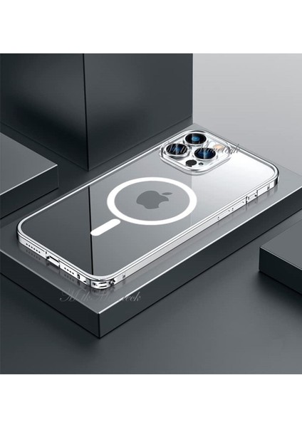 Iphone 14 Pro Kılıf Arkası Cam Polikarbon Kenarları Metal Bumper Açılır Kapanır Magsafe Kapak Pc Slim Zırh fiyatları