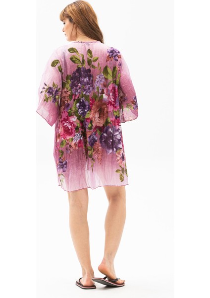 Side Vual Yazlık Pareo Pembe 6131