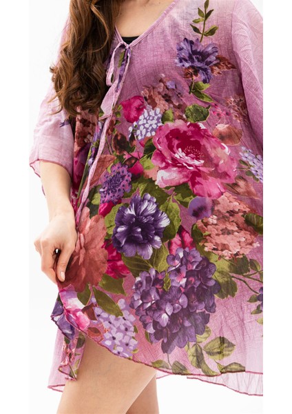 Side Vual Yazlık Pareo Pembe 6131
