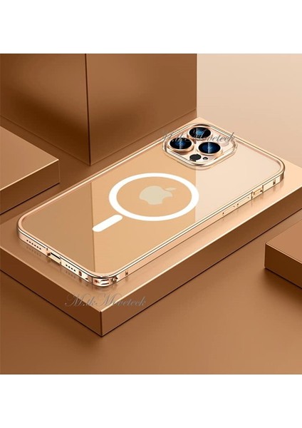 Iphone 14 Pro Kılıf Arkası Cam Polikarbon Kenarları Metal Bumper Açılır Kapanır Magsafe Kapak Pc Slim Zırh fiyatları