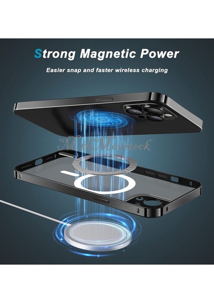 Iphone 14 Pro Kılıf Arkası Cam Polikarbon Kenarları Metal Bumper Açılır Kapanır Magsafe Kapak Pc Slim Zırh fırsatları
