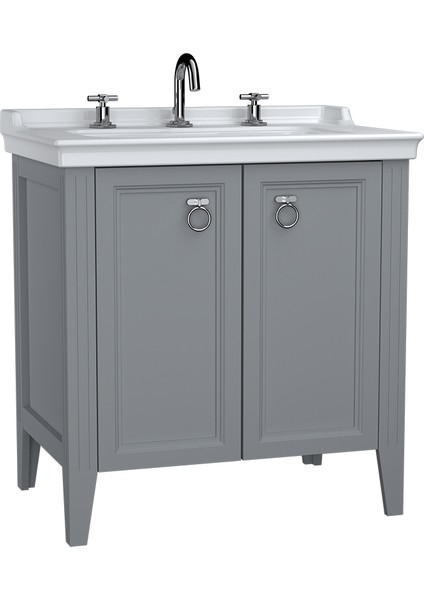 Valarte Kapaklı Etajerli Lavabo Dolabı 80 cm Mat Gri 62163