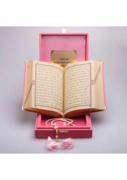 Tesbih + Kuran Hediye Seti (Orta Boy, Plaket Kutulu, Pudra Pembe) fırsatları