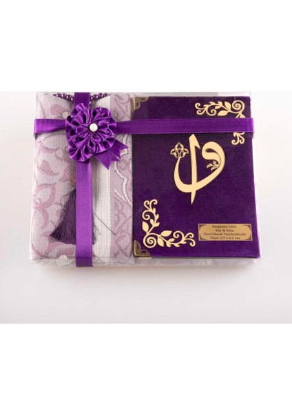 Seccade + Tesbih + Yasin Hediye Seti (Çanta Boy, Mor)