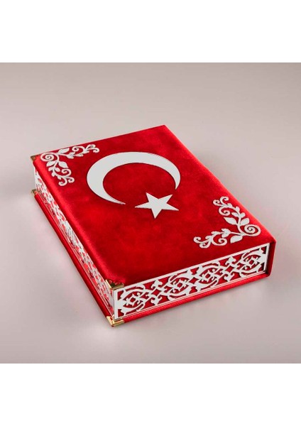 Şal+Seccade+Tesbih+Ayyıldız Kuran Set (Orta, Kırmzı, Gümüş Plksi) fiyatları