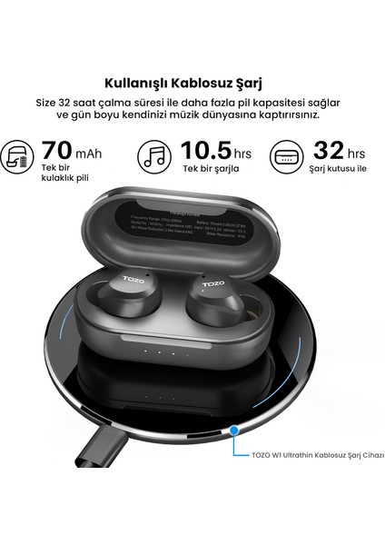 Nc9 Pro Ip-X7 Suya Dayanıklı 4 Mikrofon Derin Bass Özellikli Anc Aktif Gürültü Engelleyici Kulakiçi Kablosuz 5.3 Bluetooth Kulaklık( Tozo Türkiye Garantili ) fiyatları
