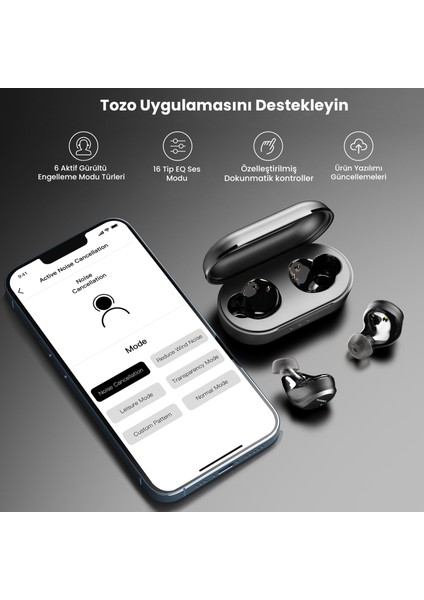 Nc9 Pro Ip-X7 Suya Dayanıklı 4 Mikrofon Derin Bass Özellikli Anc Aktif Gürültü Engelleyici Kulakiçi Kablosuz 5.3 Bluetooth Kulaklık( Tozo Türkiye Garantili ) indirimleri