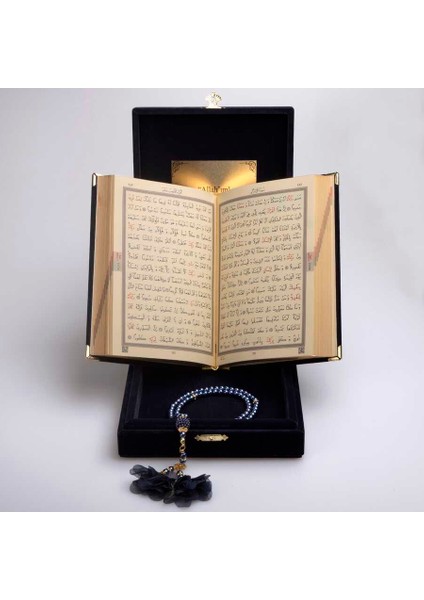 Tesbih + Kuran Hediye Seti (Hafız Boy, Plaket Kutulu, Lacivert) fırsatları