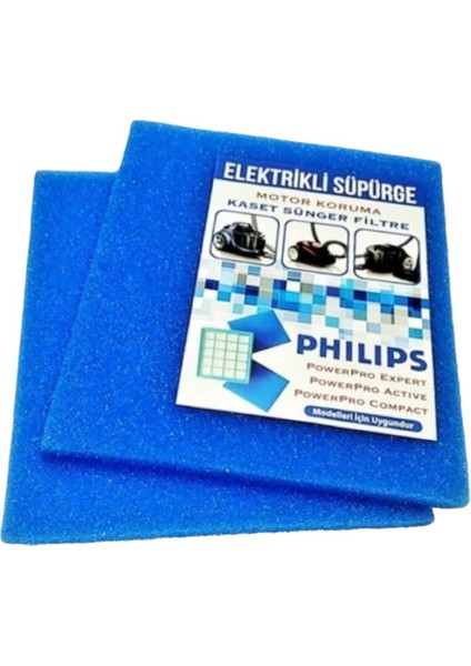 Philips Uyumlu Fc 9521 - Fc 9323 - Fc 8672 Powerpro Active Elektrikli Süpürge Sünger Filtre 2 Li