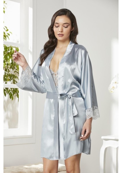 Saten Dantelli Gecelik ve Sabahlık Takımı - 4280 fiyatları