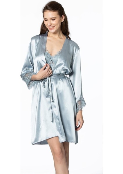 6040 Altılı Saten Gecelik - Sabahlık Takımı