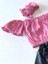 Kız Çocuk, Likralı Deri Fiyonk Detaylı Pantolon, Pembe Straplez Crop Bluz ve Saç Bandı Takımı. 3