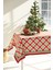 Ayshome Ekru Kırmızı Ekoseli Yılbaşı Masa Örtüsü 2