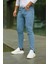 Erkek Açık Mavi Lazerli Skinny Fit Jean Pantolon 1