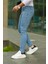 Erkek Açık Mavi Lazerli Skinny Fit Jean Pantolon 2