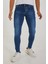 Erkek Mavi Lazerli Skinny Fit Jean Pantolon 2