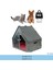Büyük Kedi Evi Dekoratif Ahşap Dayanıklı 50X35 cm Kedi Yatağı Seperatör Model 2