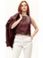Bordo Kadın Deri Crop 3