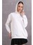 Fancy Kadın Kapüşonlu Yandan Cepli Ekru Relaxed fit Basic Sweatshirt 1