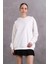 Fancy Kadın Kapüşonlu Yandan Cepli Ekru Relaxed fit Basic Sweatshirt 3