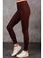 Fancy Kadın Beli Lastikli Yüksek Bel Slim Fit Fitilli Basic Tayt 3