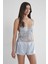 Kadın Saten Dantelli Pijama Şort Takım - 450 Mist 2