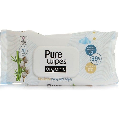 Pure Wipes Pure Baby Organic Yenidoğan Islak Havlu 70 Adet