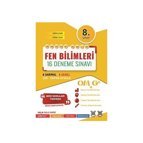 Nartest Yayınevi 8. Sınıf Omage Gold Fen Bilimleri 16 Deneme Kitabı