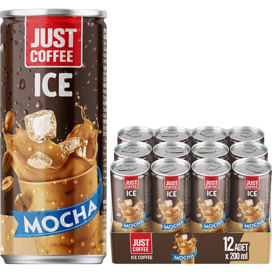 Just Coffee, Soğuk Kahve, Mocha, 200 ml (12'li Paket, 12 adet x 200 ml)