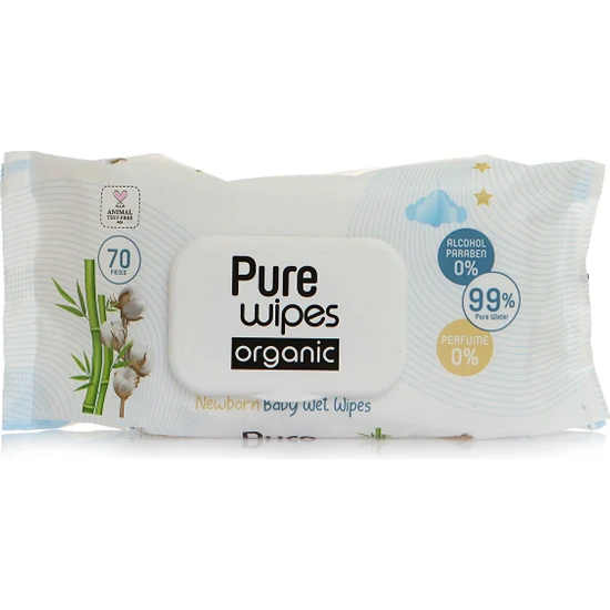 Pure Wipes Pure Baby Organic Yenidoğan Islak Havlu 70 Adet