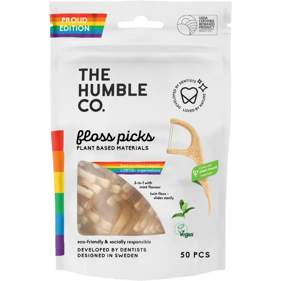 The Humble Co. Kürdanlı Diş İpi Floss Picks Bitki Bazlı Malzeme 50 Adet