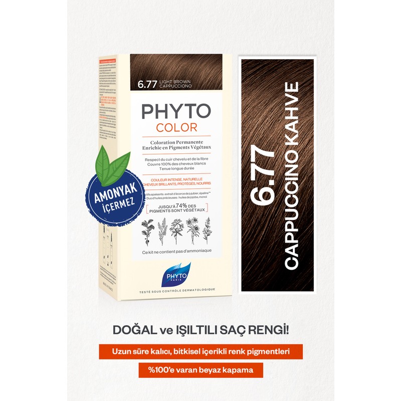 Phyto color 6.77 Cappucino Kahve Amonyaksız Kalıcı Bitkisel Saç Boyası
