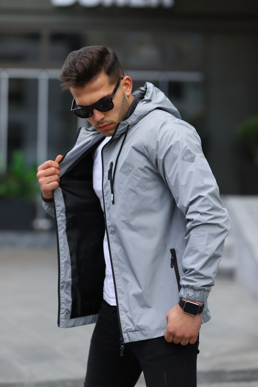 Comstarmoda Erkek Mint Renkli Kapüşonlu Suya Dayanıklı Cepli Yağmurluk Slim Fit Spor Tarzı görsel 3