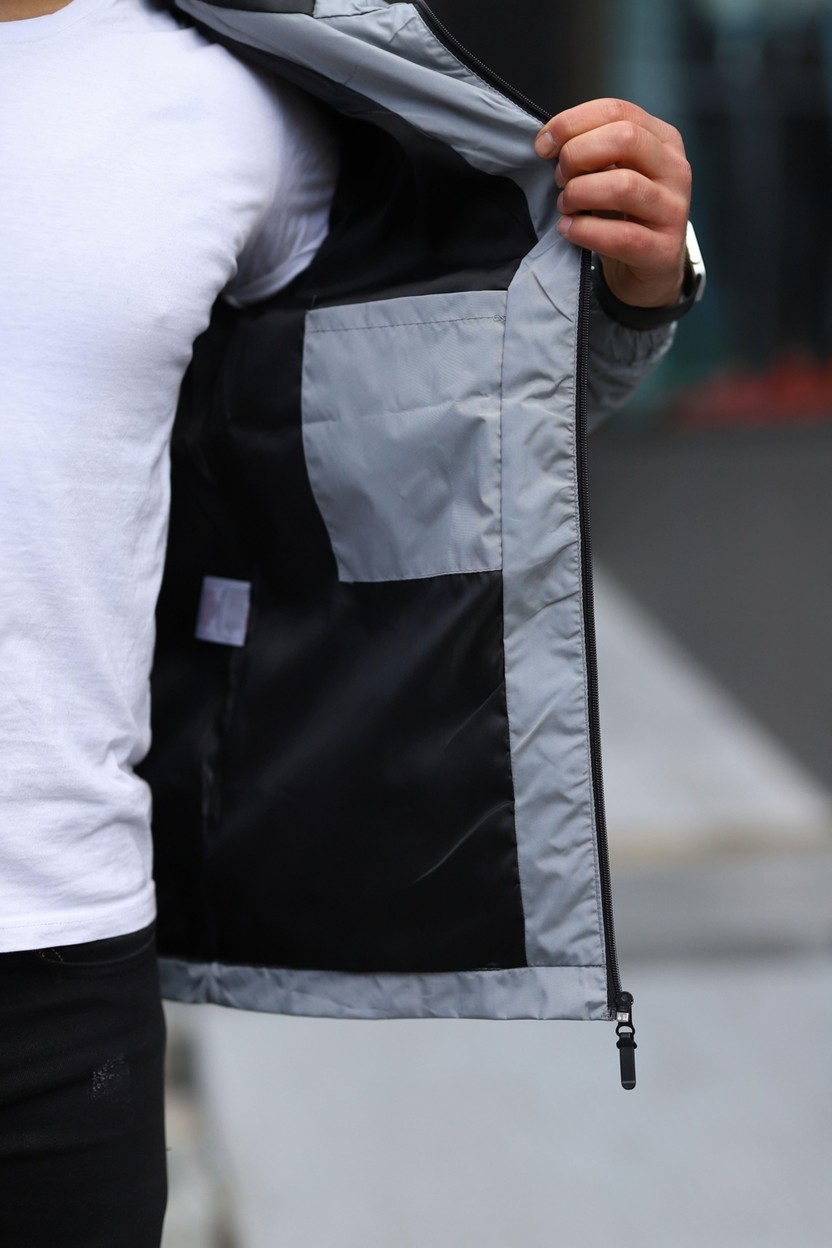 Comstarmoda Erkek Mint Renkli Kapüşonlu Suya Dayanıklı Cepli Yağmurluk Slim Fit Spor Tarzı görsel 5