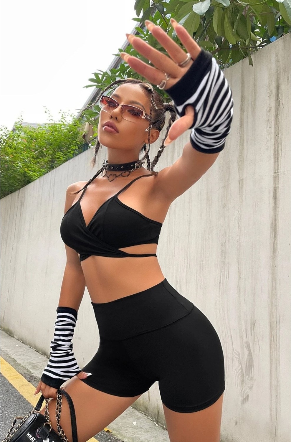 Fancy&Dancy Kadın Siyah Yüksek Bel Spor Kısa Şort Tayt 4096 görsel 3