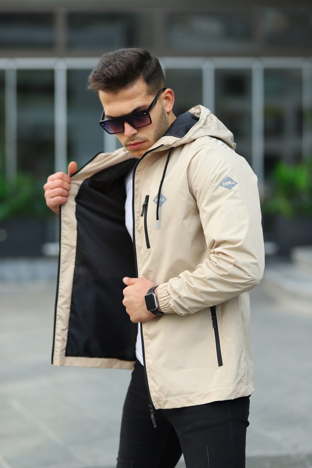 Comstarmoda Erkek Içi Astarlı Suya Dayanıklı Kapüşonlu Cepli Yağmurluk görsel 6