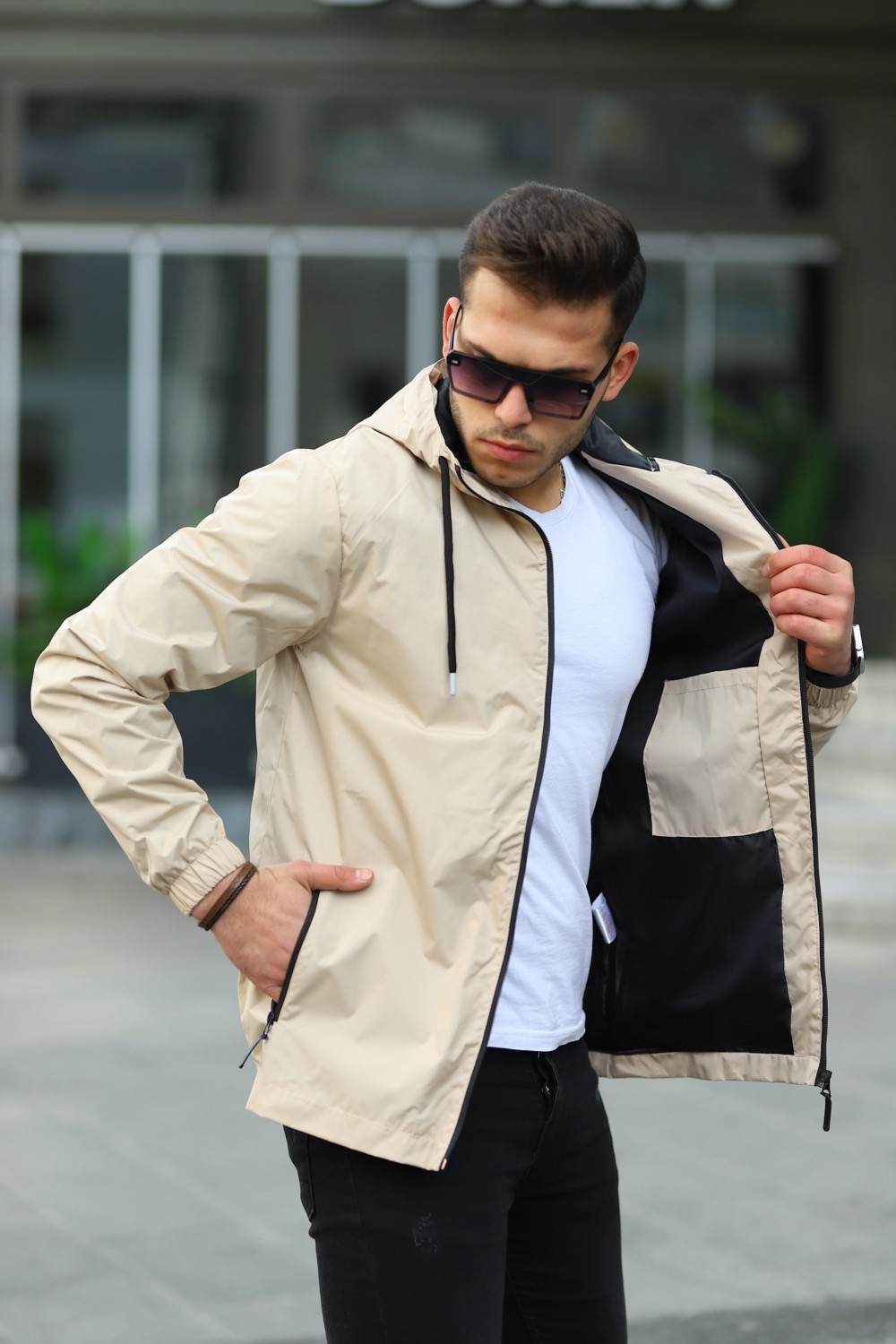 Comstarmoda Erkek Içi Astarlı Suya Dayanıklı Kapüşonlu Cepli Yağmurluk görsel 7