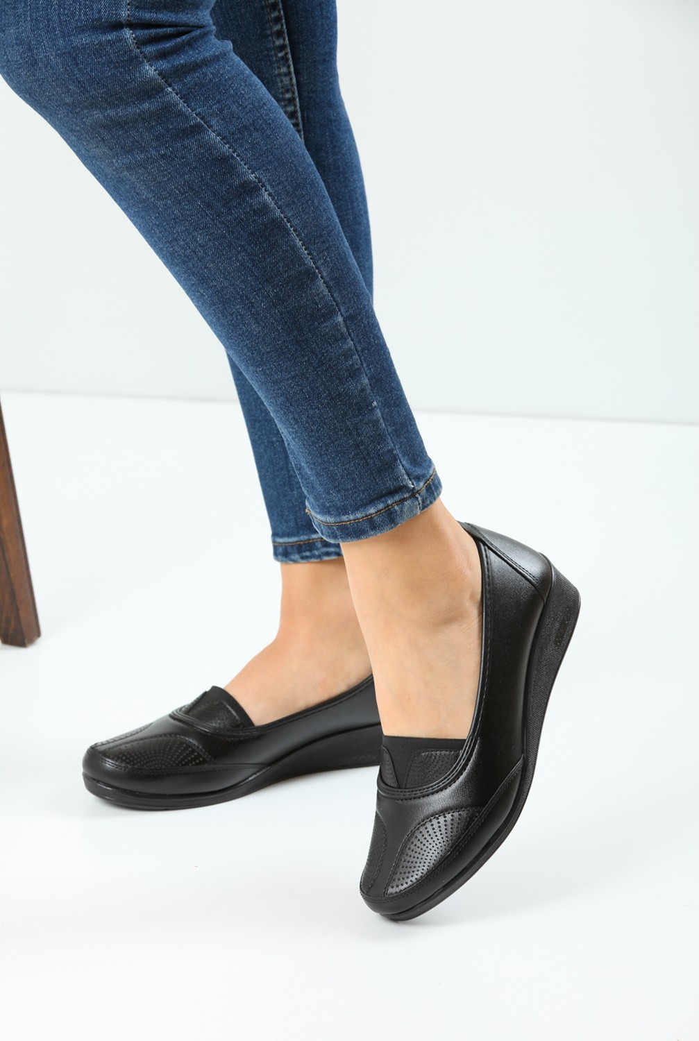 Kaof Shoes Kadın Siyah Anne Babet Ayakkabı Anne Ayakkabısı Kadın Günlük Ayakkabı Kadın Klasik Ayakkabı Anne Ayakkabı Ayzen görsel 6