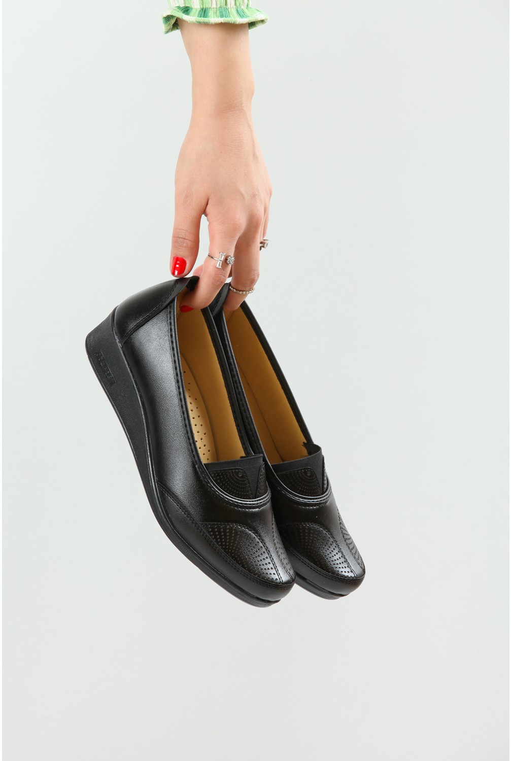 Kaof Shoes Kadın Siyah Anne Babet Ayakkabı Anne Ayakkabısı Kadın Günlük Ayakkabı Kadın Klasik Ayakkabı Anne Ayakkabı Ayzen görsel 8