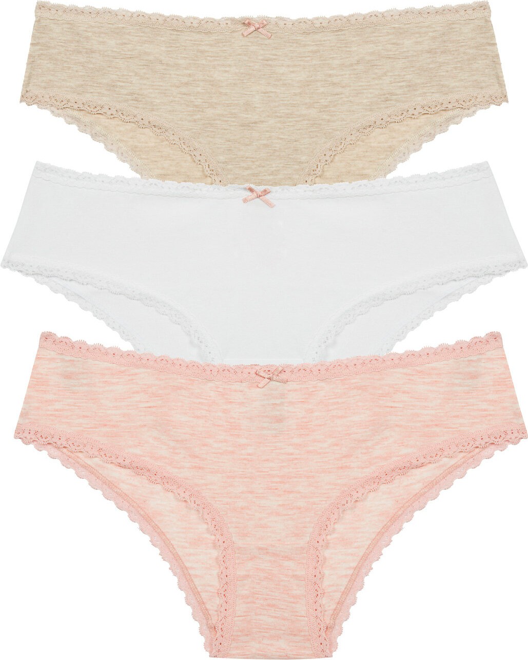 Penti Daily Lace 3'lü Pamuklu Bej Slip Külot