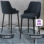 Canisa Concept Tera Serisi, Mutfak Bar Sandalyesi,  Babyface Kumaş, Siyah Metal Ayak 2 Adet Sandalye