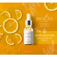 Biolea's Aydınlatıcı,renk Tonu Eşitleyici Yüz Bakım Serumu C Vitamini+Prebiyotik+Vegan Hyalüronik Asit 30 ml