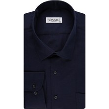 Süvari Classics Rahat Kalıp Özel Lacivert Armür Desenli Cepli Gömlek