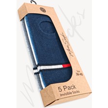 Mono Socks 5'li Görünmez Sneakers Kırmızı Beyaz Çizgili Çorap