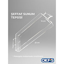 Okfis Şeffaf Kulplu Pleksi Sunum Tepsisi 14X22 cm Servis Tepsisi 1 Adet